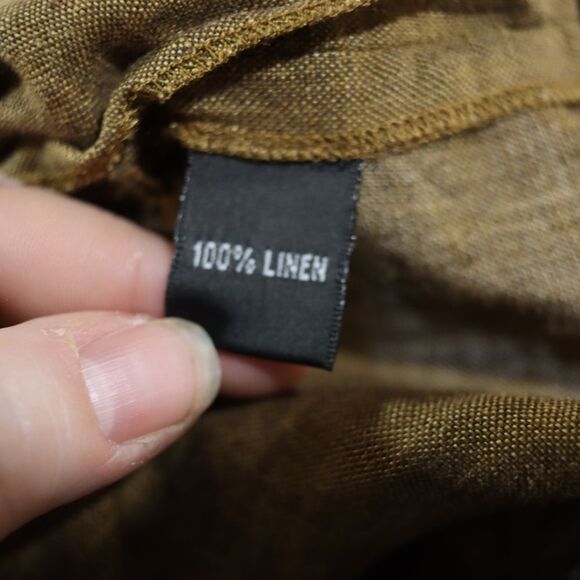 Ellen Tracy Vintage Brown Linen Button Down Boho Blouse 100% Linen 14 - Picture 8 of 12